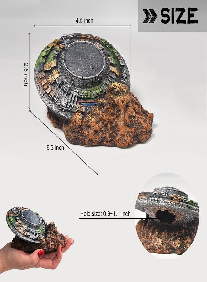 PTFJZ زينة أحواض السمك من PTFJZ - إكسسوارات أحواض أسماك على شكل طبق طائر، مخبأ لأسماك البيتا، ديكور إبداعي لأحواض الأسماك الصغيرة، صندوق زواحف، زينة لتنسيق الحدائق - Image 3